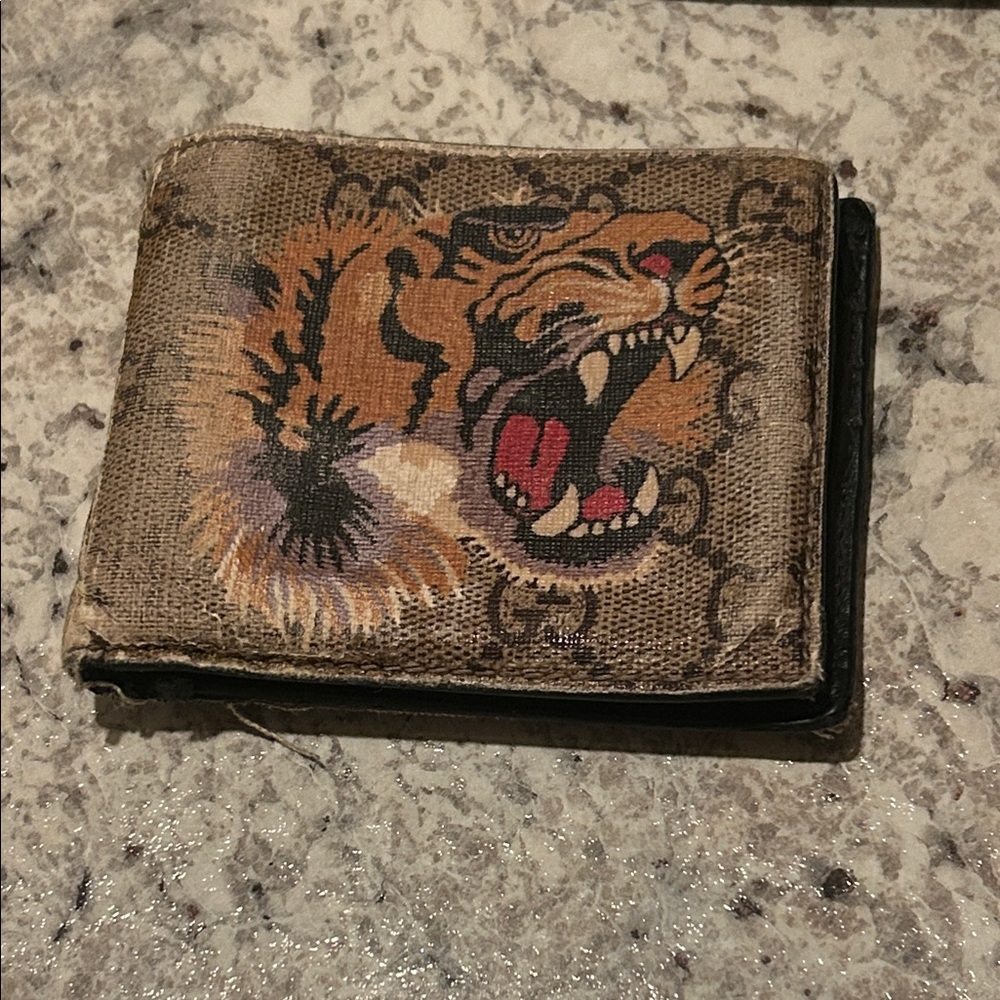 Gucci Brown Tiger Monogram Print Wallet